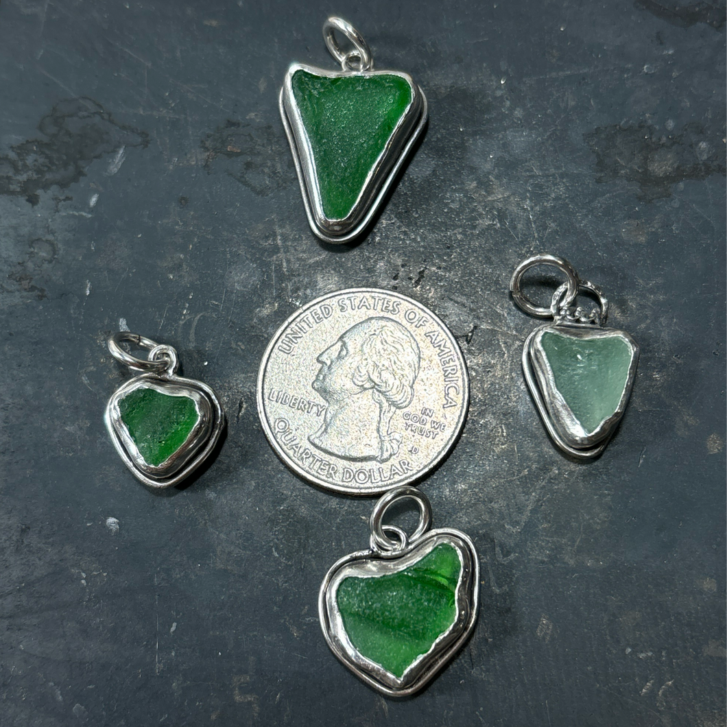 Heartshaped Seaglass Pendants