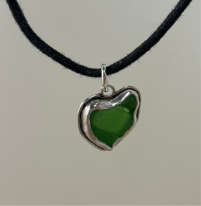 Heartshaped Seaglass Pendants