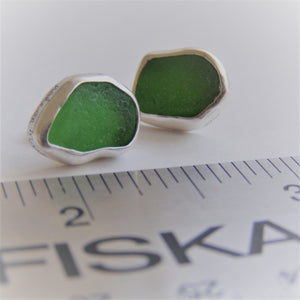 Sea Glass Studs- emerald