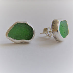 Sea Glass Studs- emerald