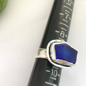 Up and away Sea glass ring-cobalt